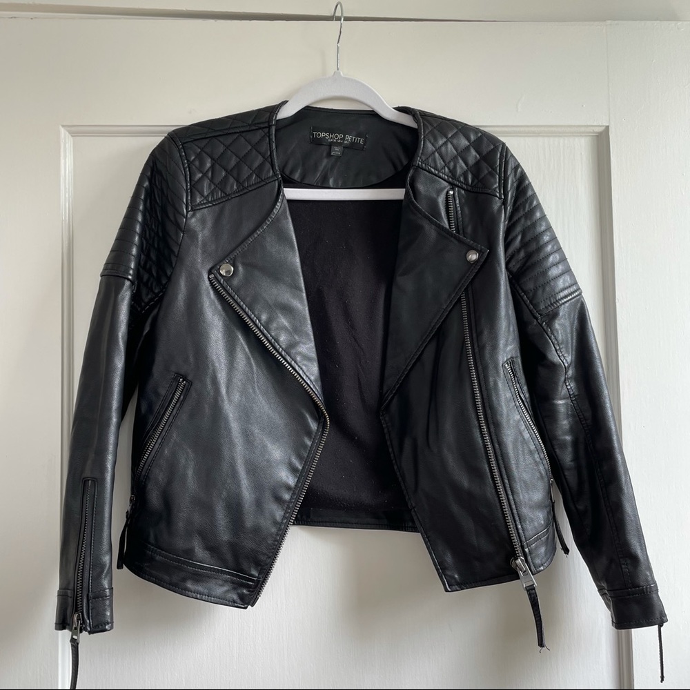 Topshop Petite Faux Leather Jacket